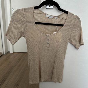 Vince Elbow Sleeve Scoop Neck Henley